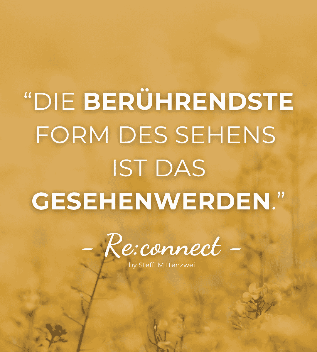 Zitat von Steffi Mittenzwei: Die berührendste Form des Sehens ist das Gesehenwerden. Re:connect by Steffi Mittenzwei